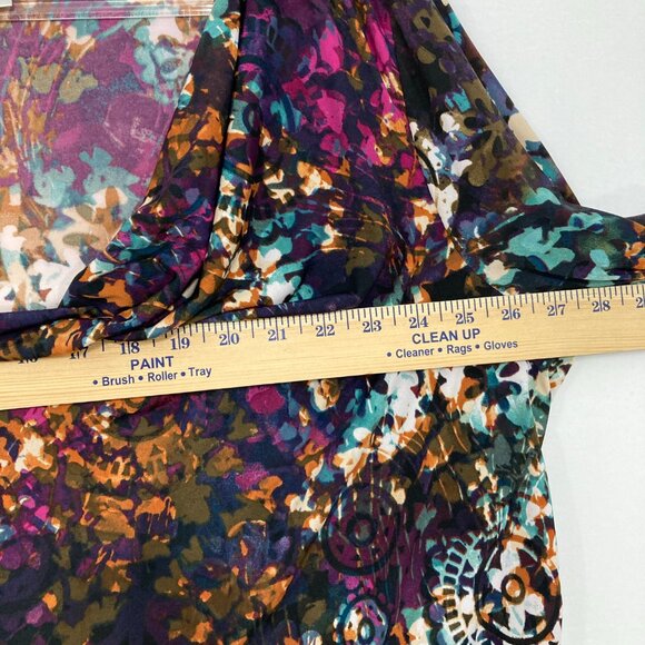 Dressbarn size 3X Multi Color Abstract Cowl Neck Short Sleeve Stretch Comfy Top - Picture 6 of 8